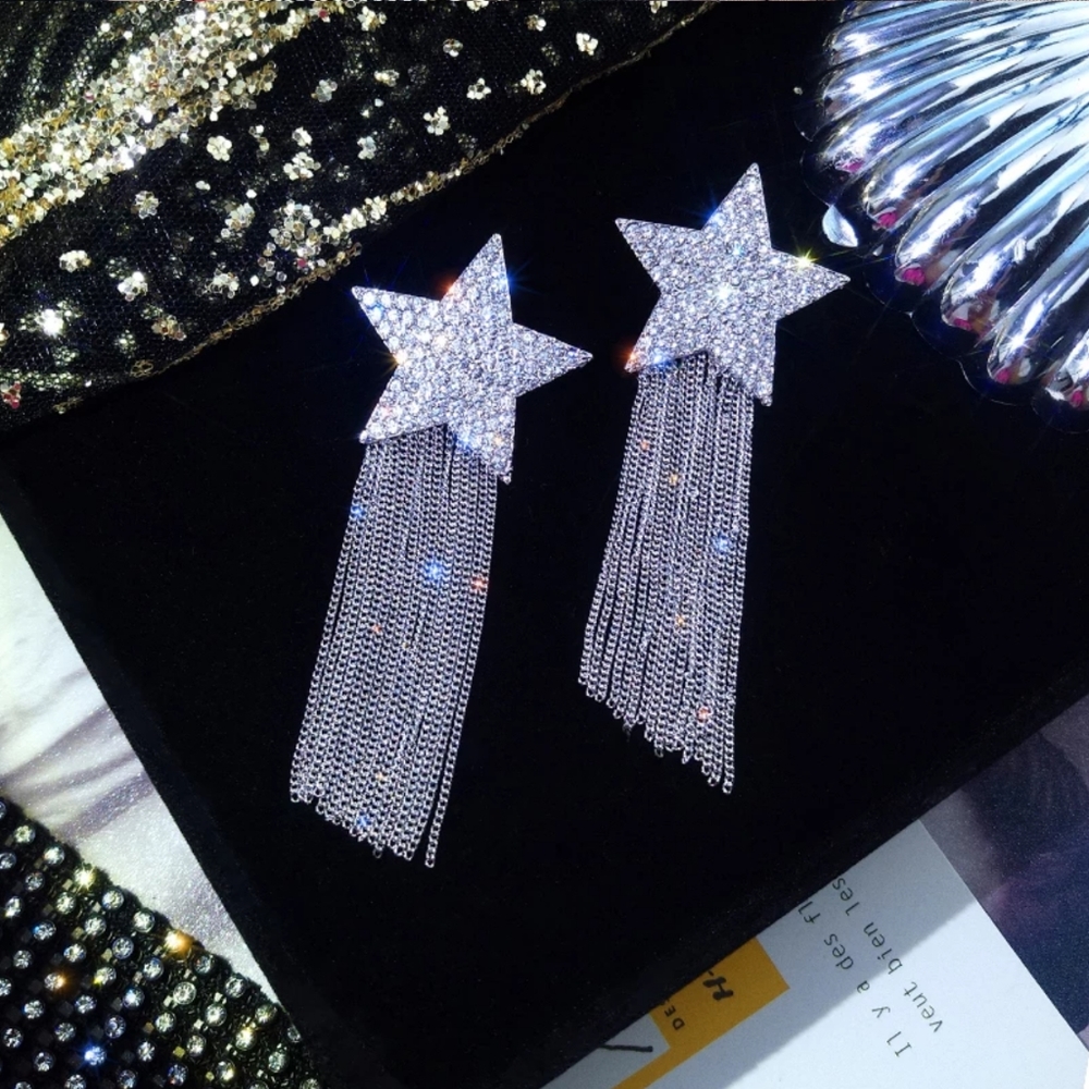 Star-studded Fringed Earrings